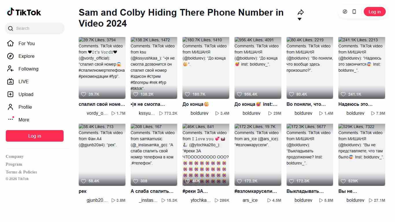 Sam and Colby Hiding There Phone Number in Video 2024 TikTok