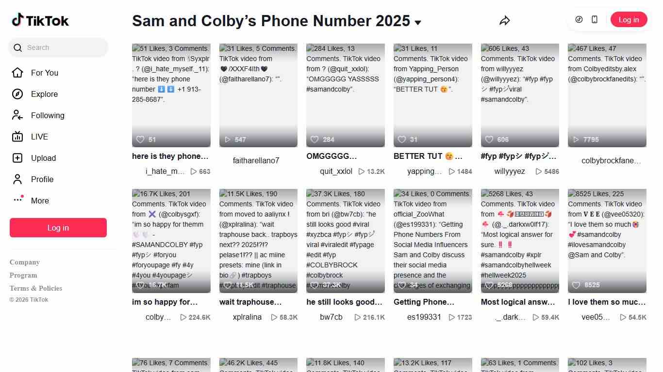 Sam and Colby’s Phone Number 2025 TikTok